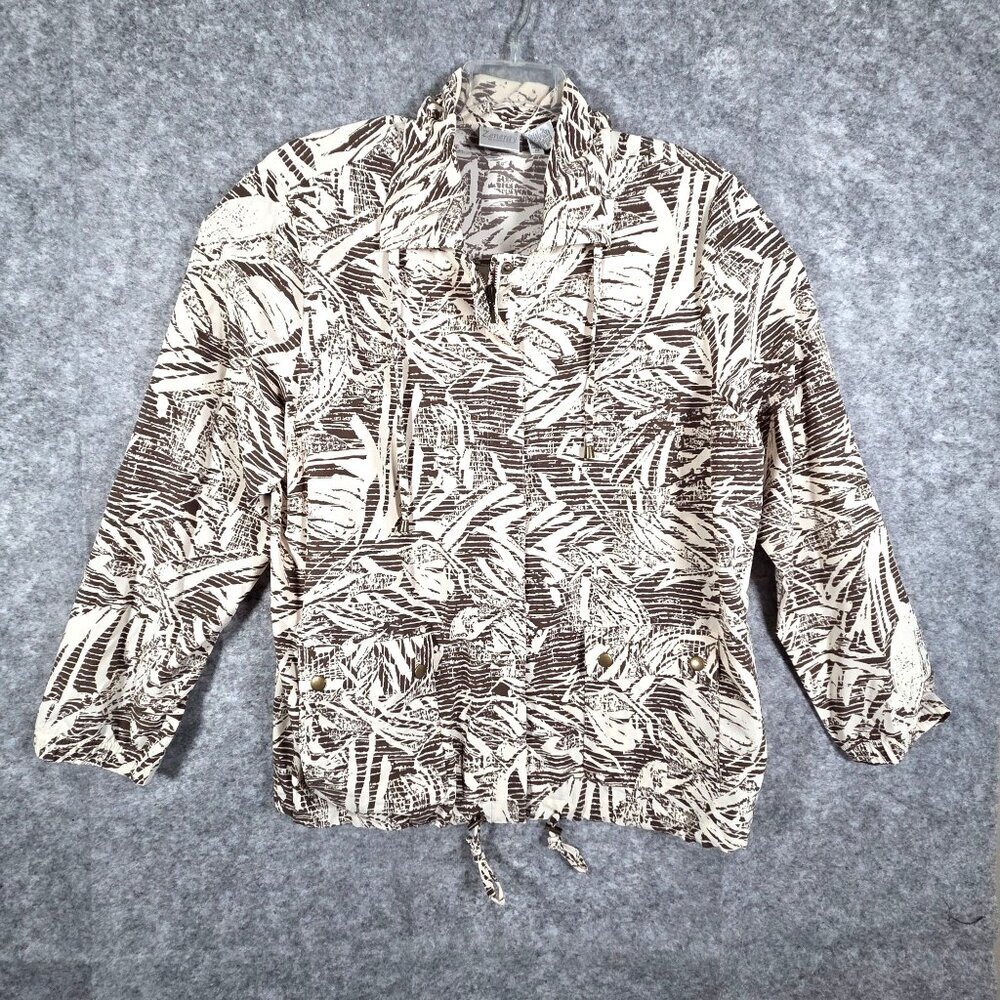 Lightweight Cream & Brown Printed Utility Jacket